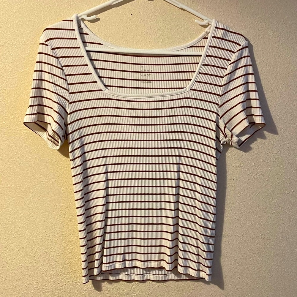 A New Day Stripped Ribbed Square Neck Tee